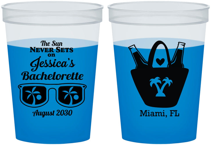 Custom Bachelorette 16 oz Color Changing Cups - Beach Sun Never Sets | 60136
