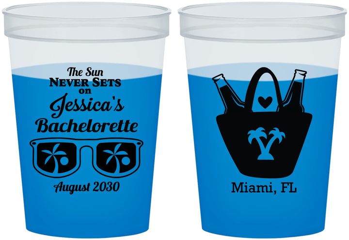 Custom Bachelorette 16 oz Color Changing Cups - Beach Sun Never Sets | 60136