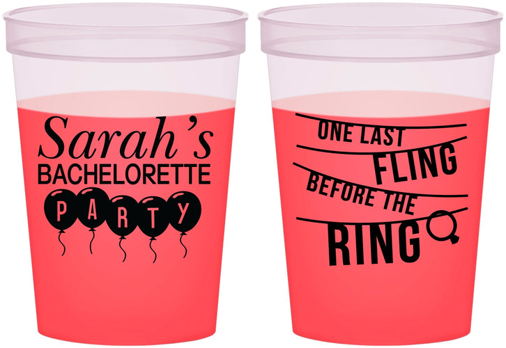 Custom Bachelorette 16 oz Color Changing Cups - Last Fling Before Rings | 60140