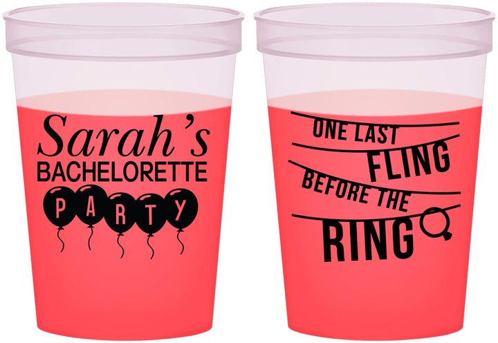 Custom Bachelorette 16 oz Color Changing Cups - Last Fling Before Rings | 60140