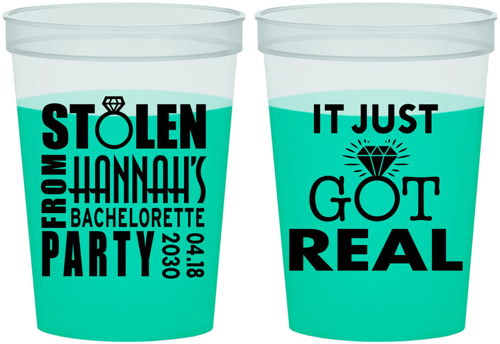Custom Bachelorette 16 oz Color Changing Cups - Just Got Real | 60141