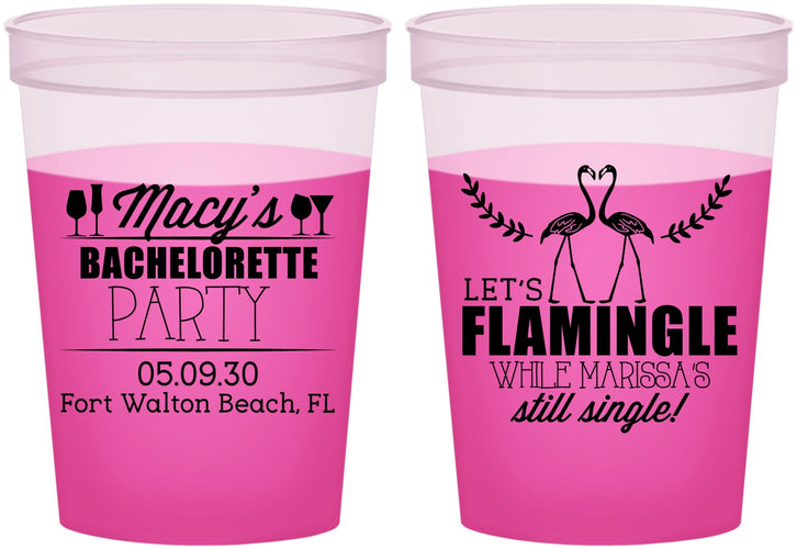 Custom Bachelorette 16 oz Color Changing Cups - Lets Flamingle Still Single | 60144