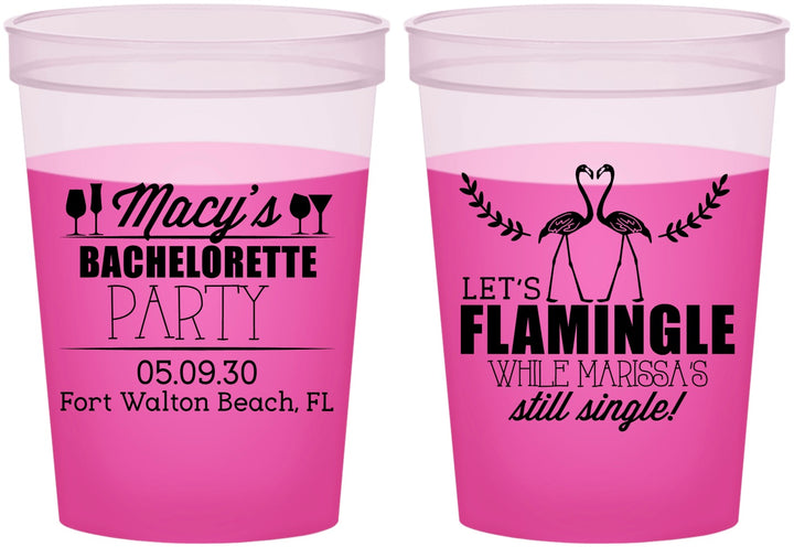 Custom Bachelorette 16 oz Color Changing Cups - Lets Flamingle Still Single | 60144