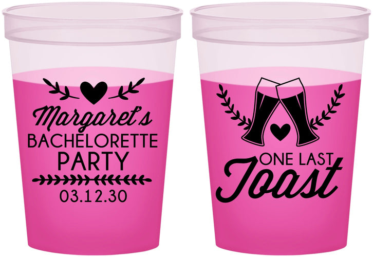 Custom Bachelorette 16 oz Color Changing Cups - One Last Toast | 60147