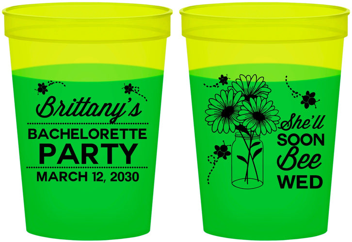 Custom Bachelorette 16 oz Color Changing Cups - She Will Soon Bee Wed | 60151
