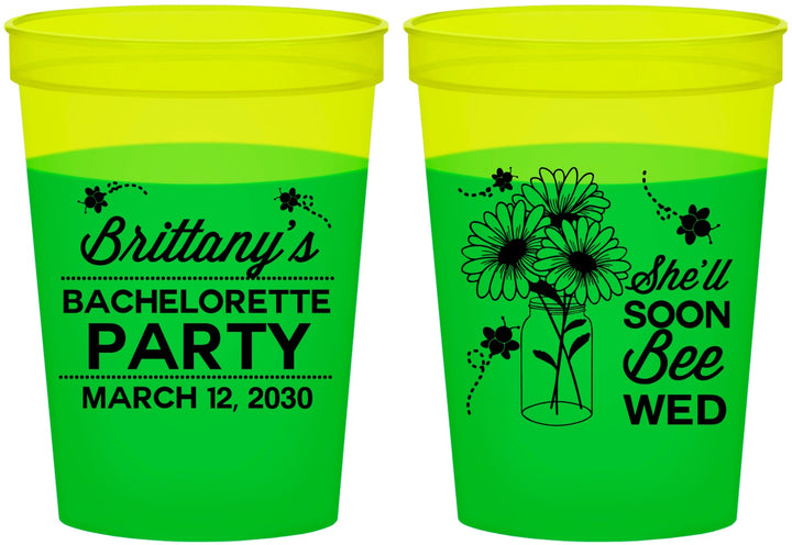 Custom Bachelorette 16 oz Color Changing Cups - She Will Soon Bee Wed | 60151