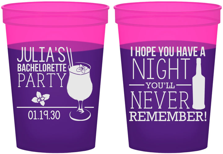 Custom Bachelorette 16 oz Color Changing Cups - Night Never Remember | 60160