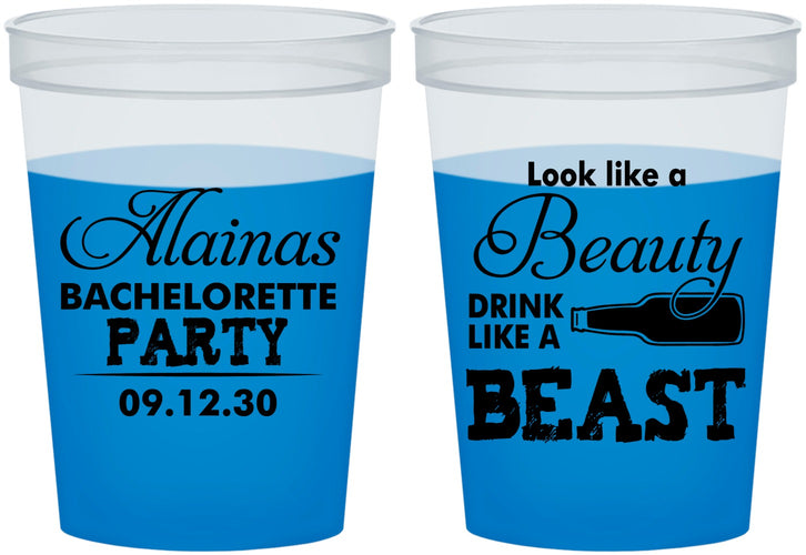 Custom Bachelorette 16 oz Color Changing Cups - Beauty Beast | 60161