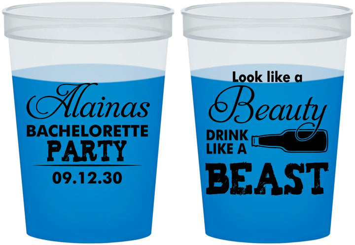 Custom Bachelorette 16 oz Color Changing Cups - Beauty Beast | 60161