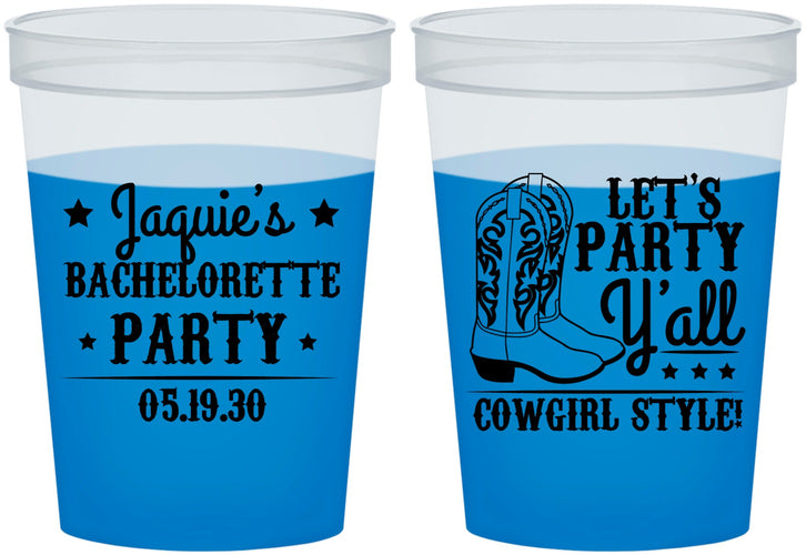 Custom Bachelorette 16 oz Color Changing Cups - Cowgirl Boots | 60163