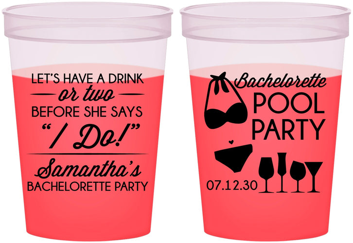 Custom Bachelorette 16 oz Color Changing Cups - Pool Party | 60167