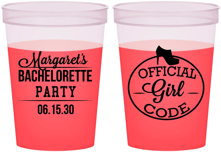 Custom Bachelorette 16 oz Color Changing Cups - Official Girl Code | 60176