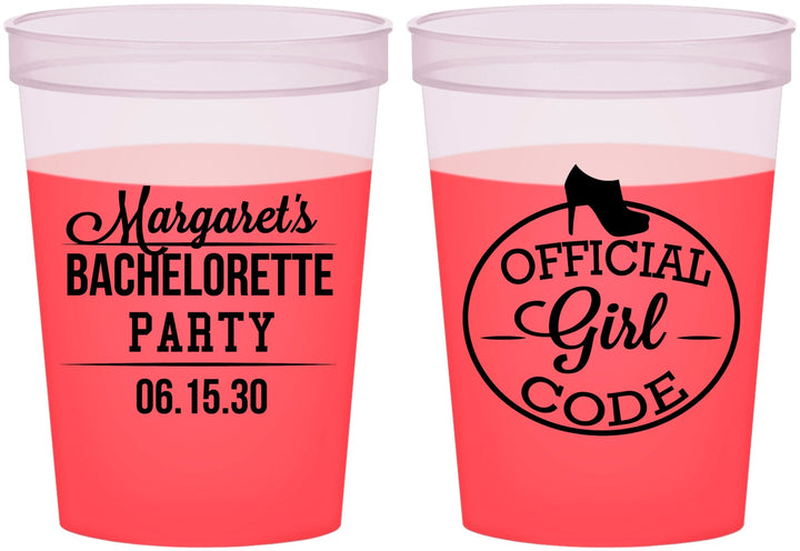 Custom Bachelorette 16 oz Color Changing Cups - Official Girl Code | 60176