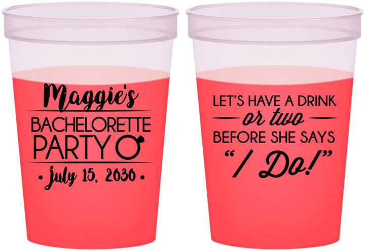 Custom Bachelorette 16 oz Color Changing Cups - Before She Says I Do | 60179