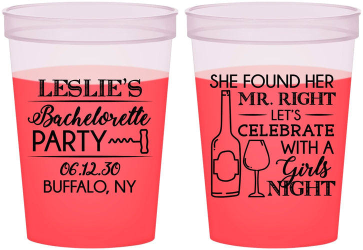 Custom Bachelorette 16 oz Color Changing Cups - Mr Right Girls Night | 60180
