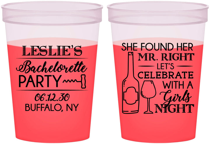 Custom Bachelorette 16 oz Color Changing Cups - Mr Right Girls Night | 60180