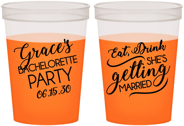 Custom Bachelorette 16 oz Color Changing Cups - Eat Drink Getting Married | 60181