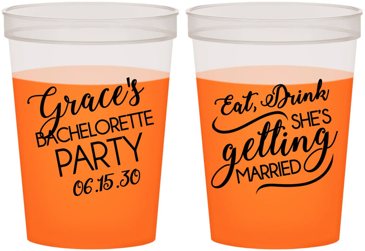 Custom Bachelorette 16 oz Color Changing Cups - Eat Drink Getting Married | 60181