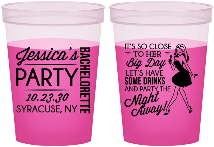 Custom Bachelorette 16 oz Color Changing Cups - Drink The Night Away | 60182