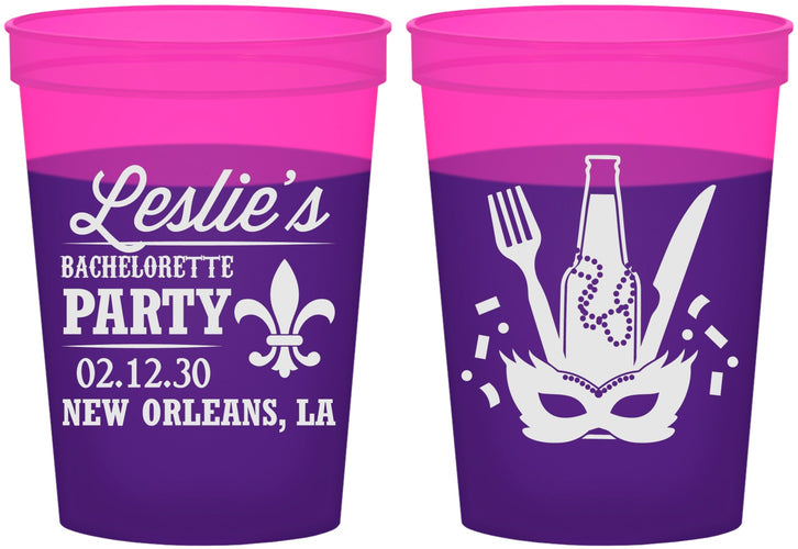 Custom Bachelorette 16 oz Color Changing Cups - Mardi Gras | 60185