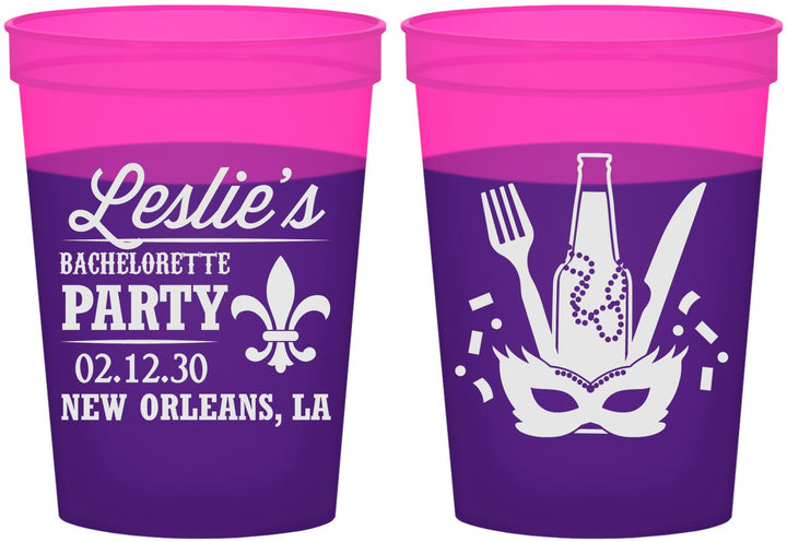 Custom Bachelorette 16 oz Color Changing Cups - Mardi Gras | 60185