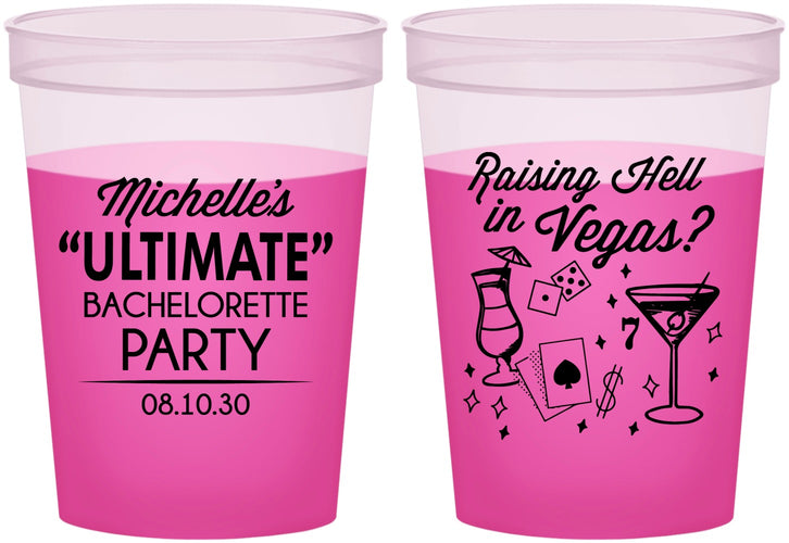 Custom Bachelorette 16 oz Color Changing Cups - Raising Hell In Vegas | 60196