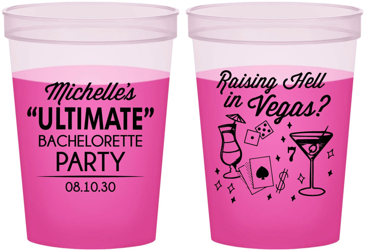 Custom Bachelorette 16 oz Color Changing Cups - Raising Hell In Vegas | 60196