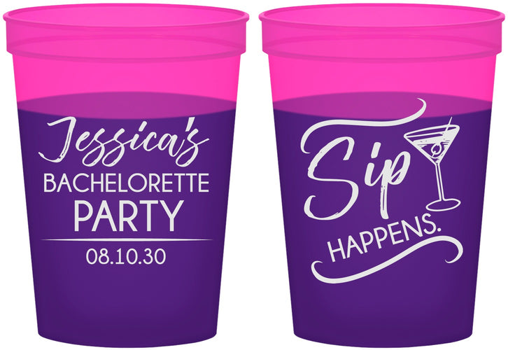 Custom Bachelorette 16 oz Color Changing Cups - Sip Happens | 60197