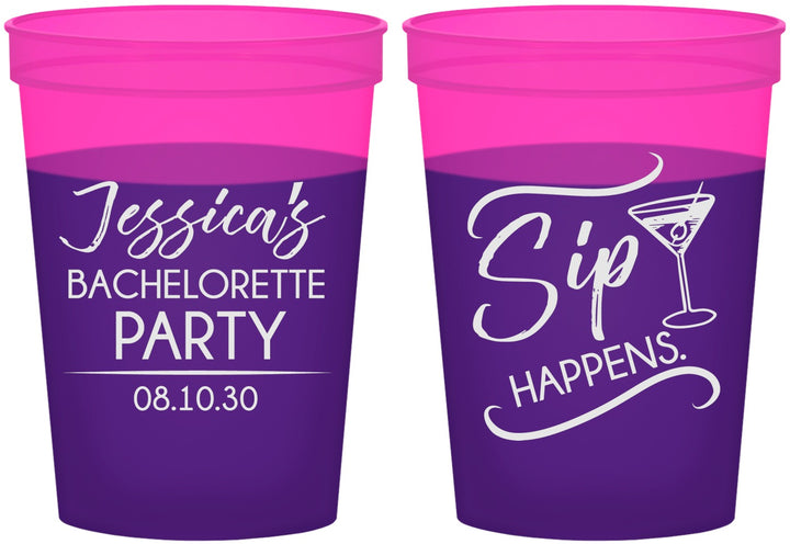 Custom Bachelorette 16 oz Color Changing Cups - Sip Happens | 60197