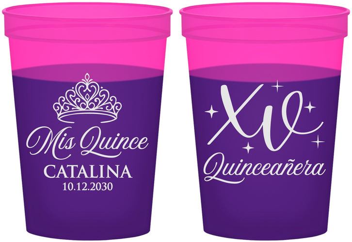 Custom Quinceanera 16 oz Color Changing Cups - Mis Quince Anos | 70002