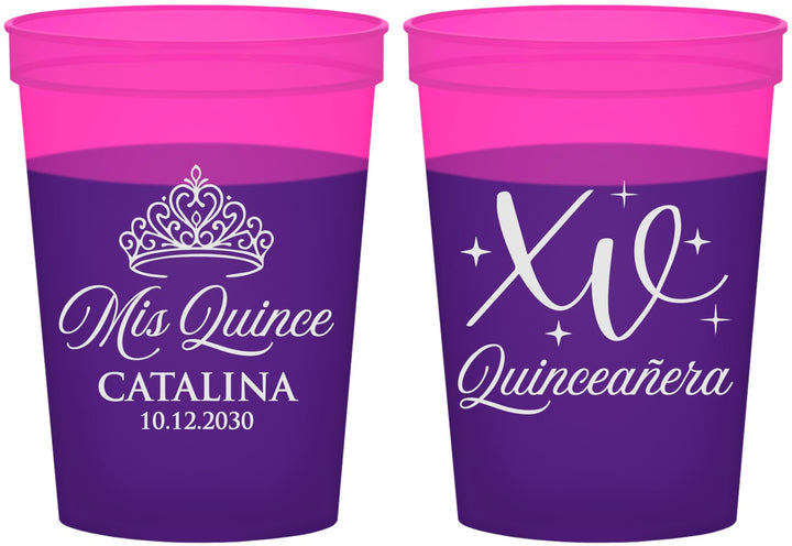 Custom Quinceanera 16 oz Color Changing Cups - Mis Quince Anos | 70002