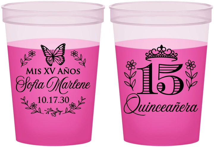 Custom Quinceanera 16 oz Color Changing Cups - Mis Quince Anos | 70007
