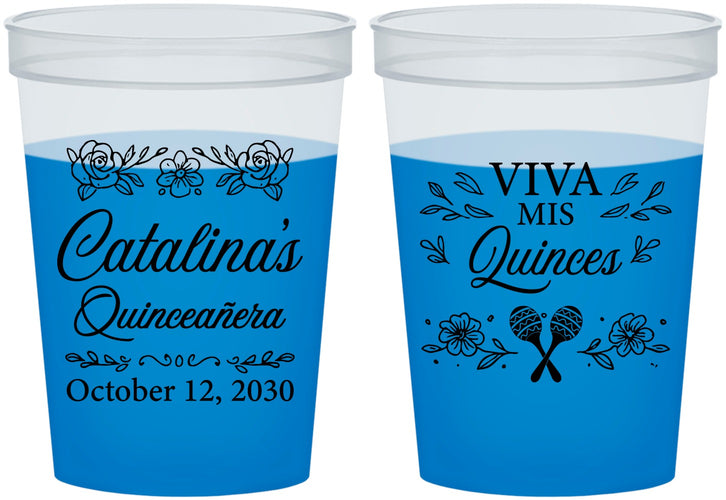Custom Quinceanera 16 oz Color Changing Cups - Viva Mis Quinces | 70009