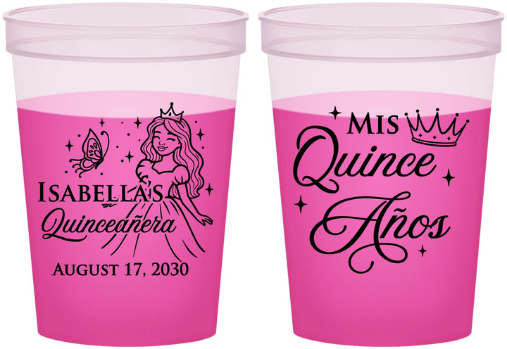 Custom Quinceanera 16 oz Color Changing Cups - Mis Quince Anos | 70012
