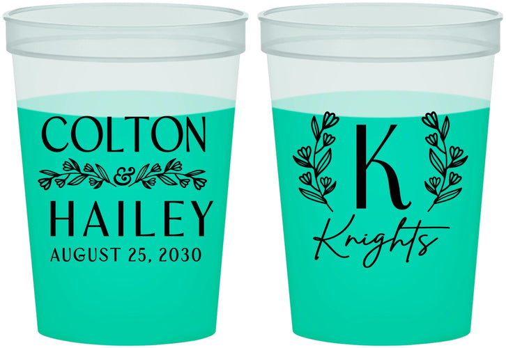 Custom Wedding 16 oz Color Changing Cups - Monogram | 800