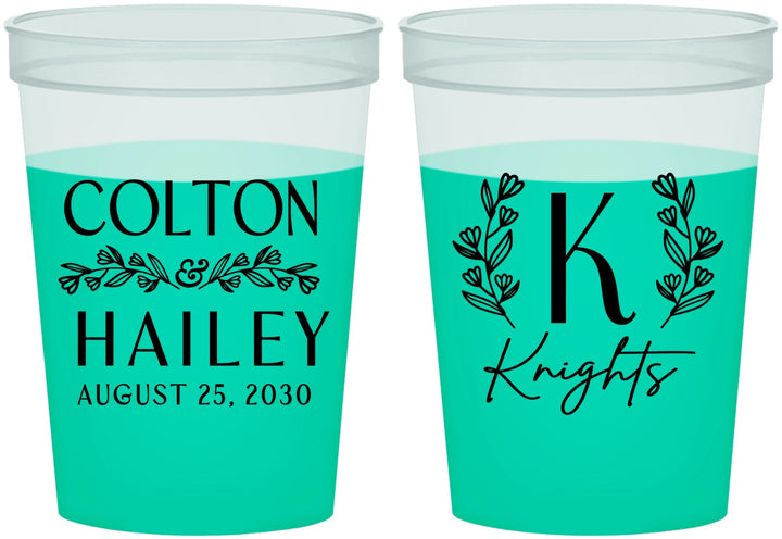Custom Wedding 16 oz Color Changing Cups - Monogram | 800