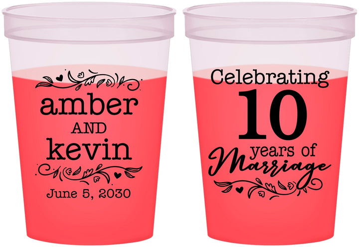 Custom Anniversary 16 oz Color Changing Cups - 10 Years Of Marriage | 80000