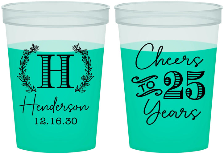 Custom Anniversary 16 oz Color Changing Cups - Cheers To 25 Years | 80002