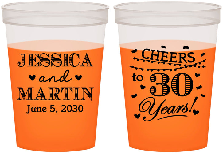 Custom Anniversary 16 oz Color Changing Cups - Cheers To 30 Years | 80003