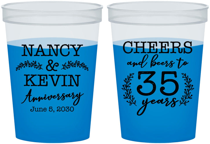 Custom Anniversary 16 oz Color Changing Cups - Cheers To 35 Years | 80004