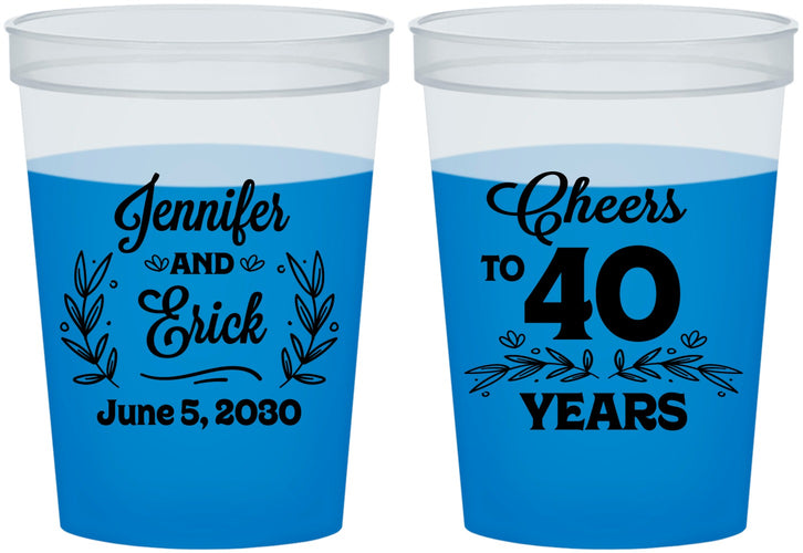 Custom Anniversary 16 oz Color Changing Cups - Cheers To 40 Years | 80005