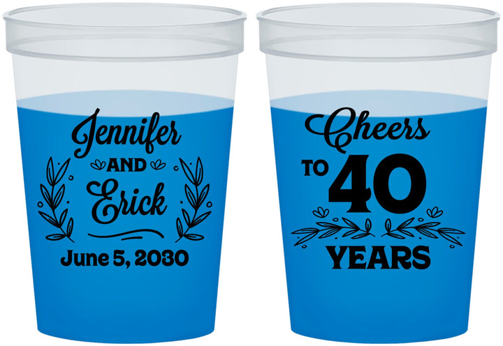 Custom Anniversary 16 oz Color Changing Cups - Cheers To 40 Years | 80005