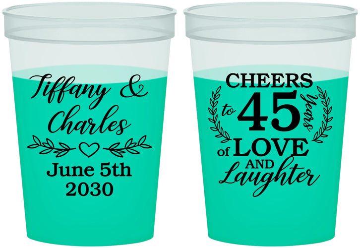 Custom Anniversary 16 oz Color Changing Cups - Cheers To 45 Years | 80006
