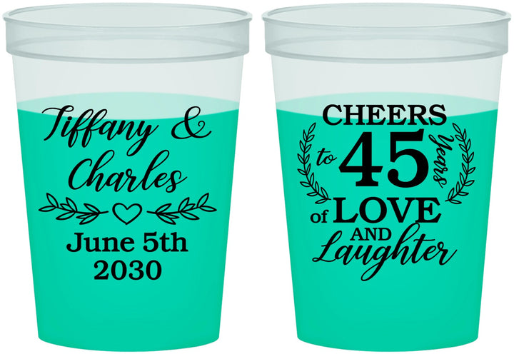Custom Anniversary 16 oz Color Changing Cups - Cheers To 45 Years | 80006