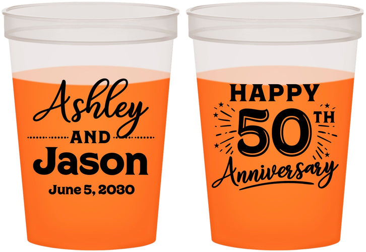 Custom Anniversary 16 oz Color Changing Cups - 50th Wedding | 80007