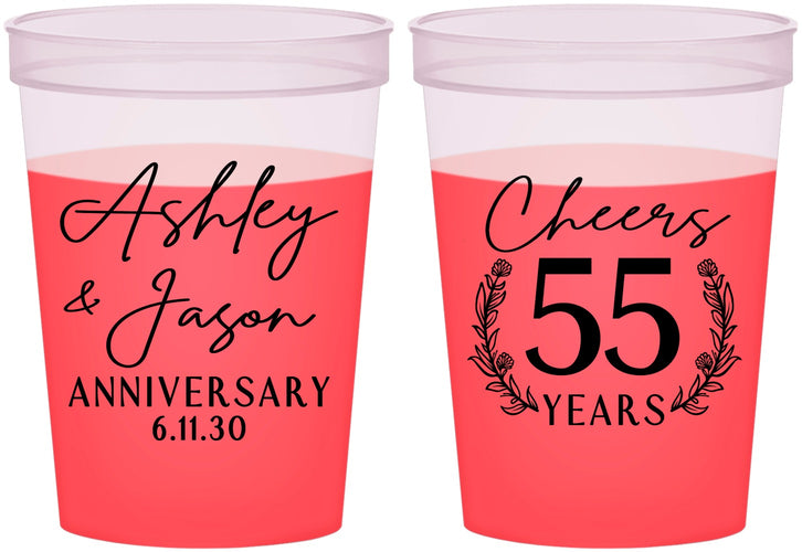 Custom Anniversary 16 oz Color Changing Cups - Cheers To 55 Years | 80008