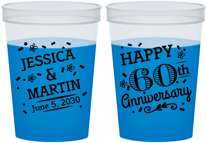 Custom Anniversary 16 oz Color Changing Cups - Cheers To 60 Years | 80009