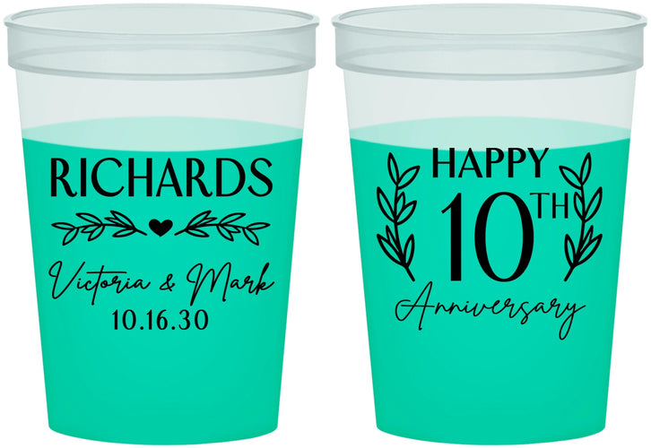 Custom Anniversary 16 oz Color Changing Cups - 10th Wedding | 80010
