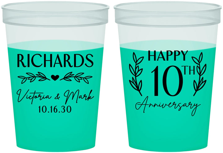 Custom Anniversary 16 oz Color Changing Cups - 10th Wedding | 80010