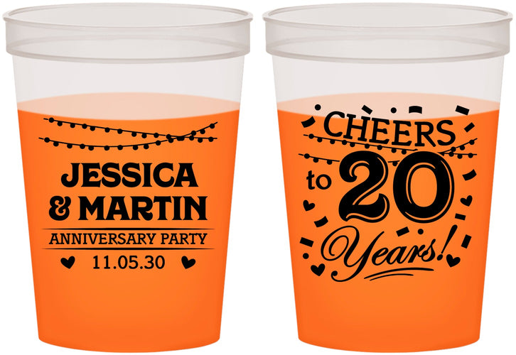 Custom Anniversary 16 oz Color Changing Cups - Cheers To 20 Years | 80011